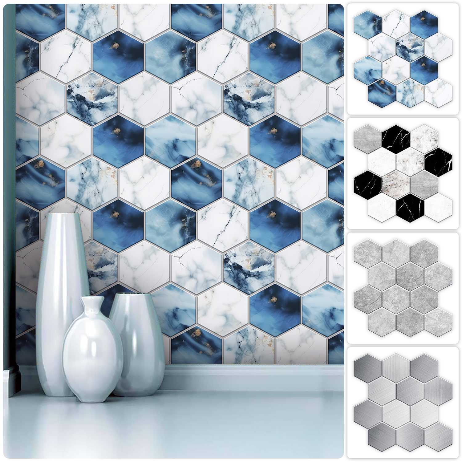 Home Bar Sink - 5 Styles Flat Hexagon Marble Embossing