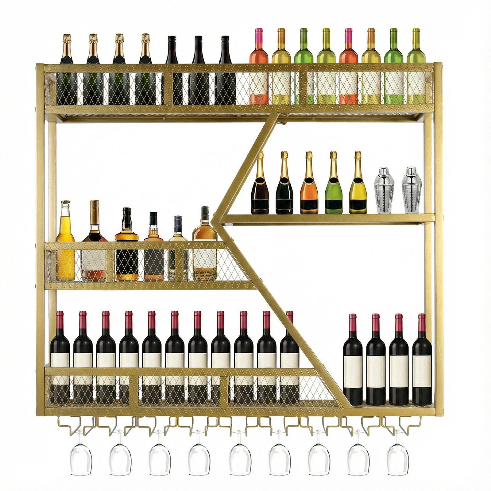 Home Bar Shelves - 39in 3-Tiers Floating Bar Shelves with