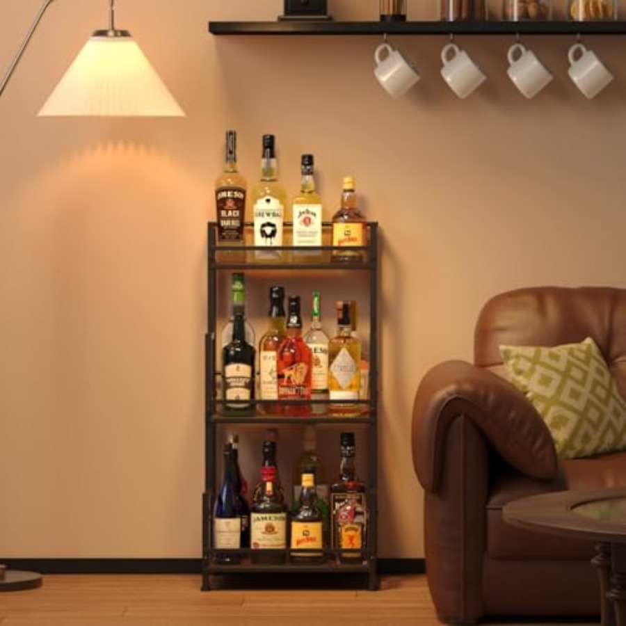 Trapezoid Liquor Stand, 3 Tier - Home Bar Shelves reseña y precio