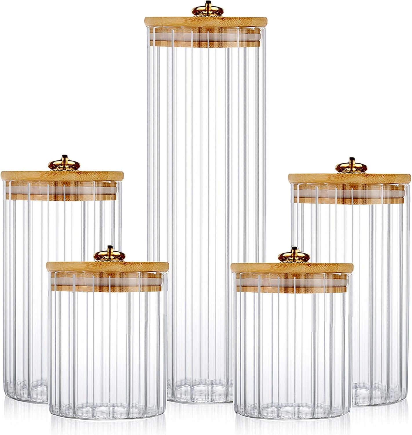 Glass Storage Jars Set of 5, D - Home Bar Set reseña y precio
