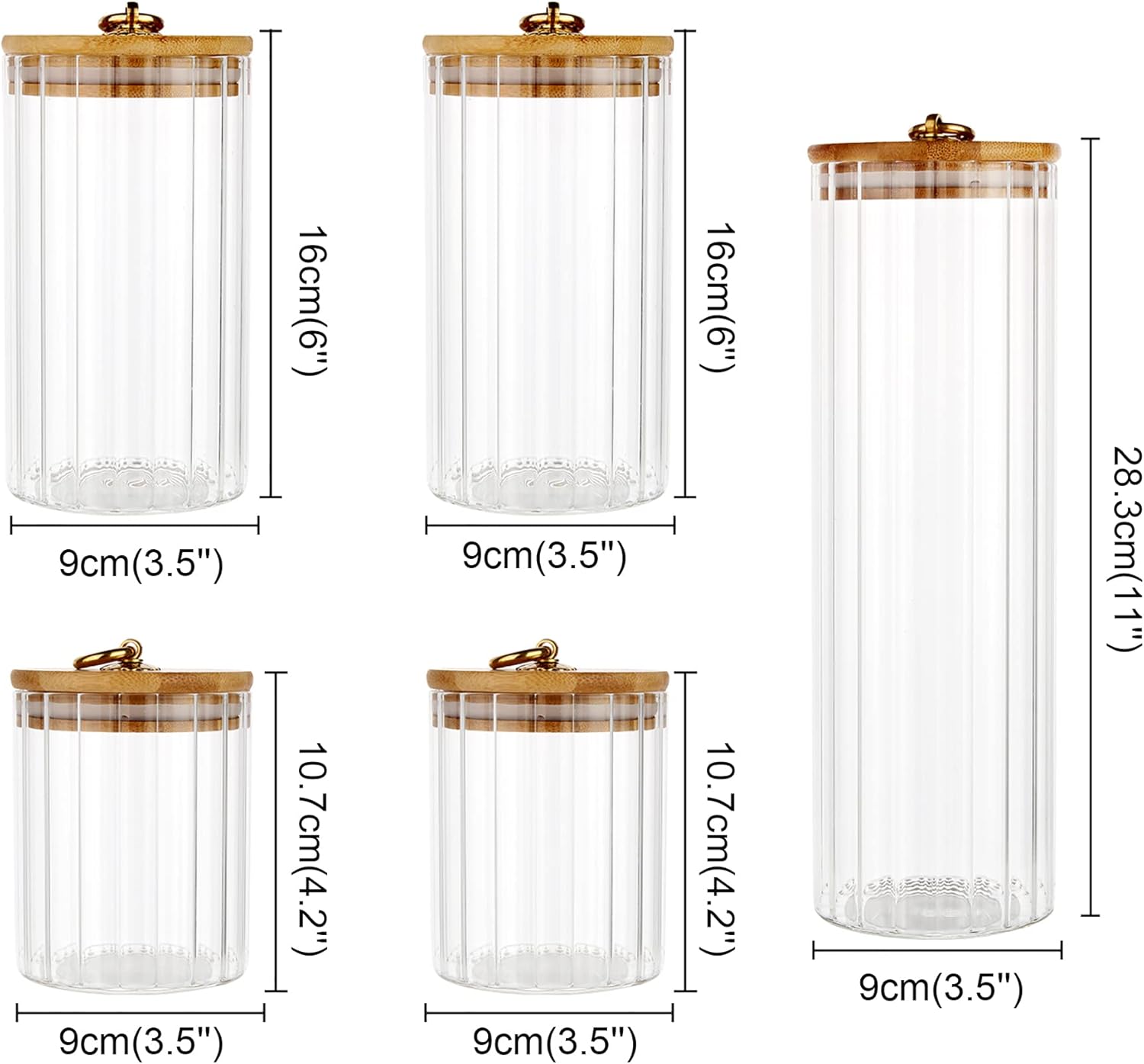Glass Storage Jars Set of 5, D - Home Bar Set reseña y precio