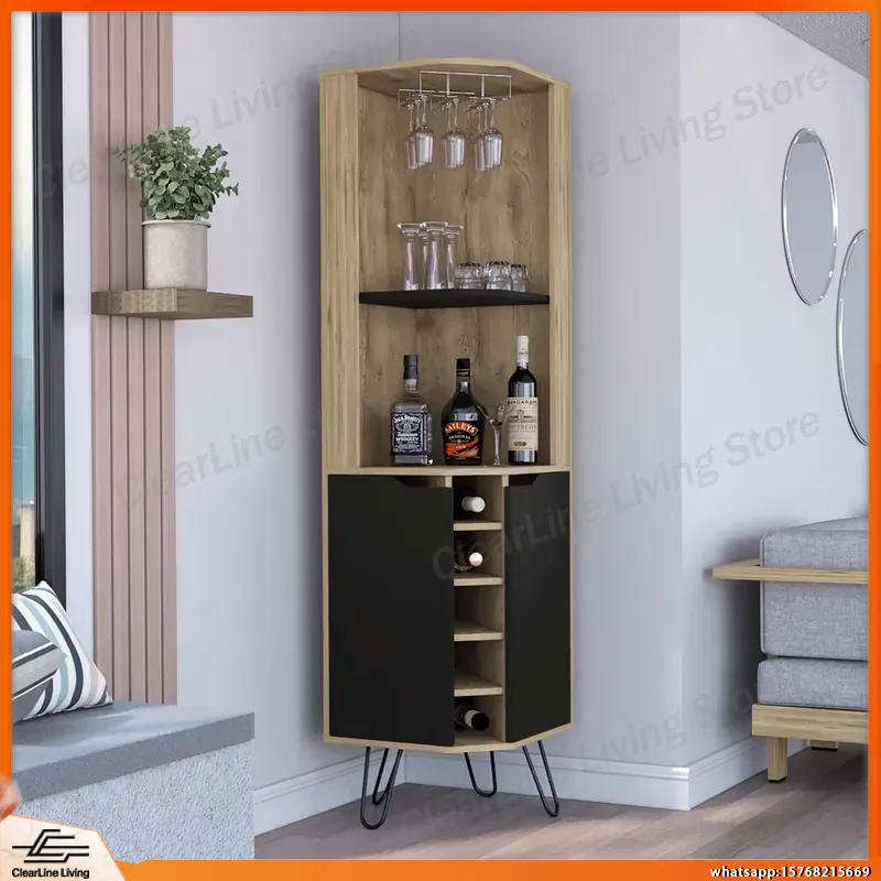 Corner Bar Cabinet with 6 Buil - Home Bar Shelves reseña y precio