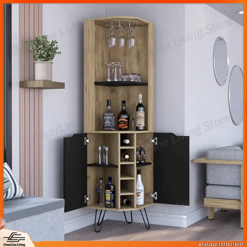 Corner Bar Cabinet with 6 Buil - Home Bar Shelves reseña y precio