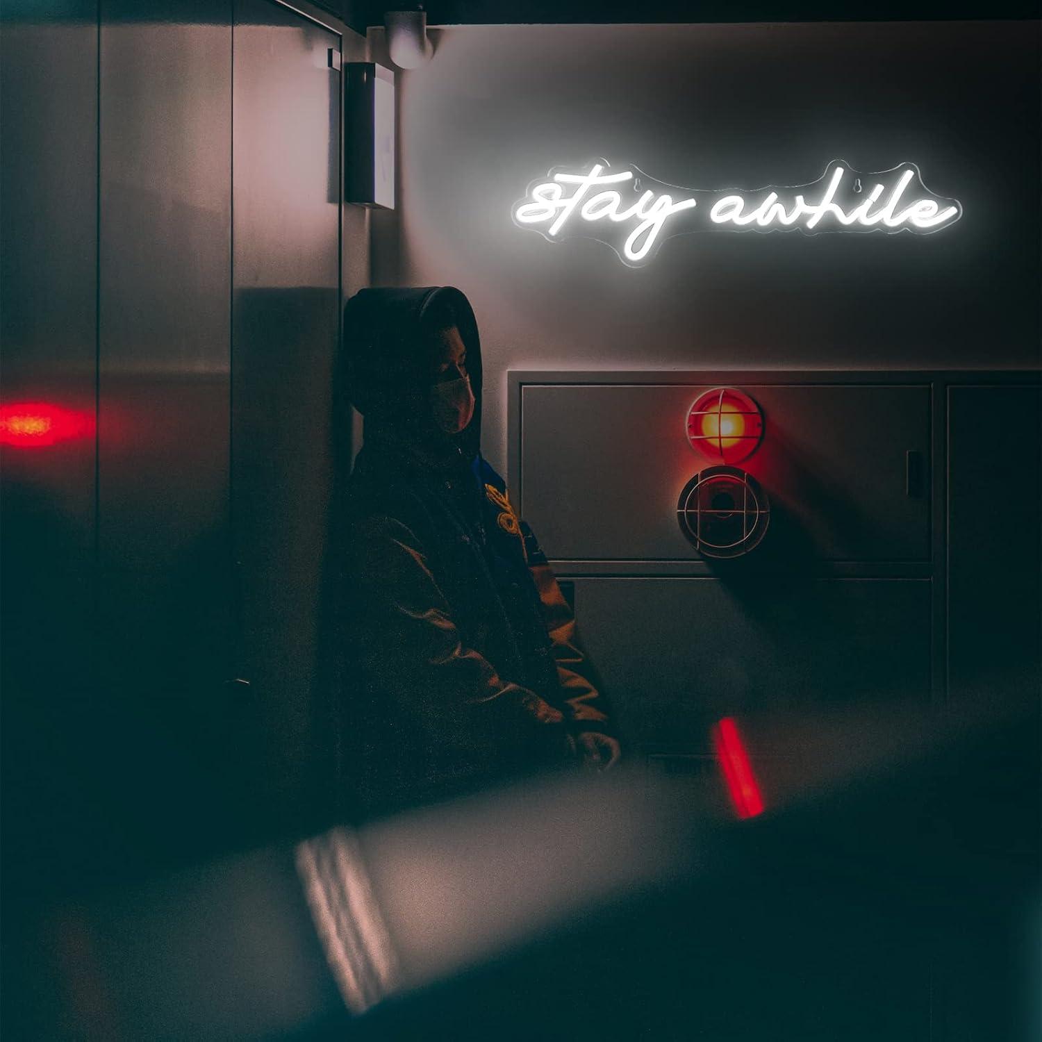 Stay Awhile Neon Signs USB Dim - Home Bar Signs reseña y precio
