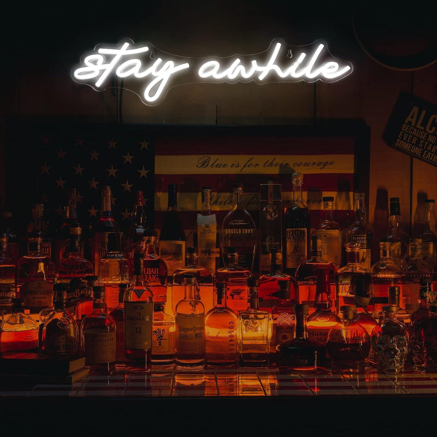Stay Awhile Neon Signs USB Dim - Home Bar Signs reseña y precio