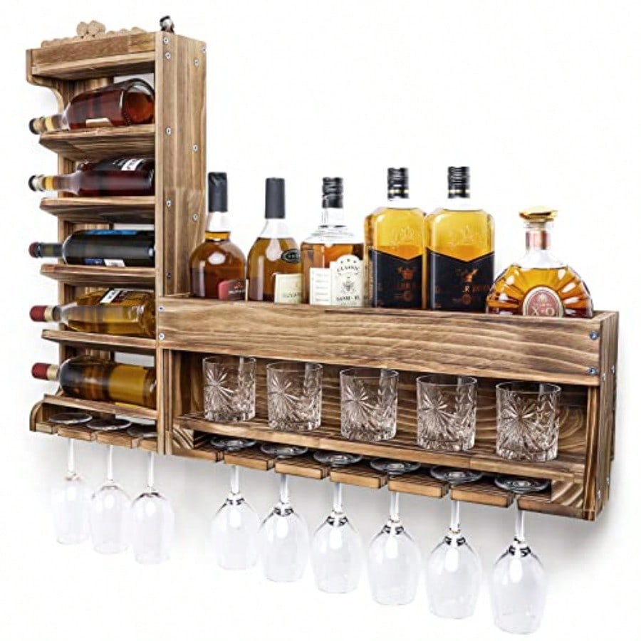 Wine Rack Wall Mounted WoodAlc - Home Bar Shelves reseña y precio