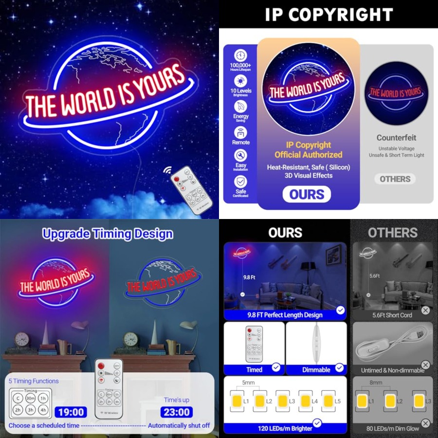The World Is Yours Neon Sign,  - Home Bar Signs reseña y precio
