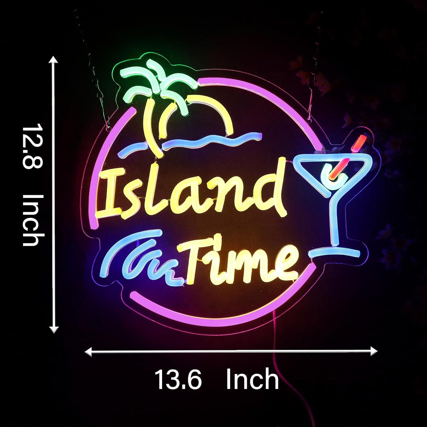 Island Time Neon Sign LED Ligh - Home Bar Signs reseña y precio
