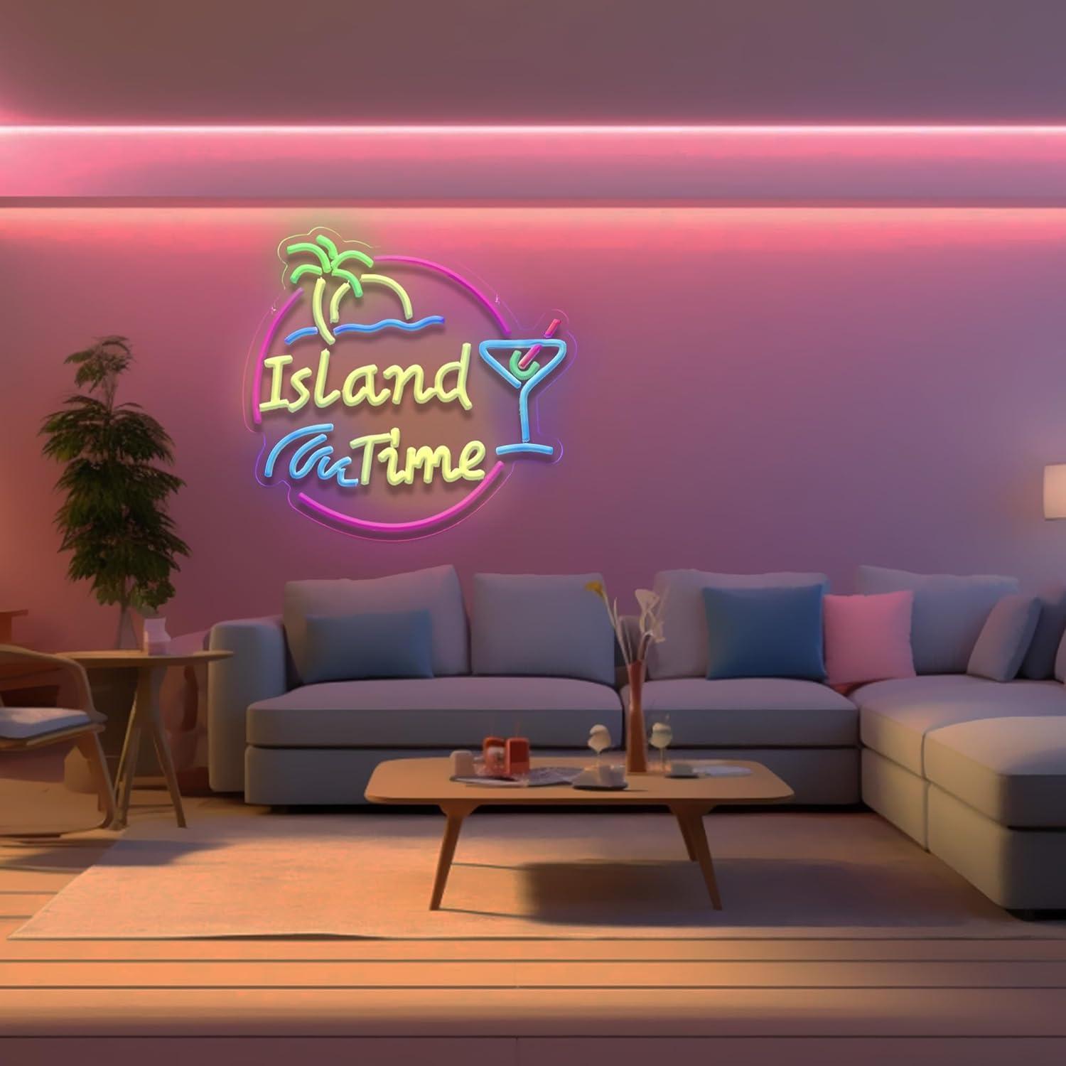 Island Time Neon Sign LED Ligh - Home Bar Signs reseña y precio