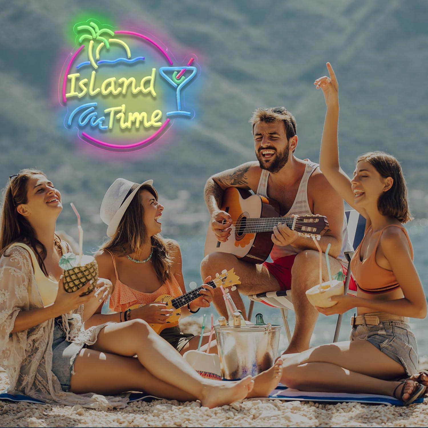 Island Time Neon Sign LED Ligh - Home Bar Signs reseña y precio