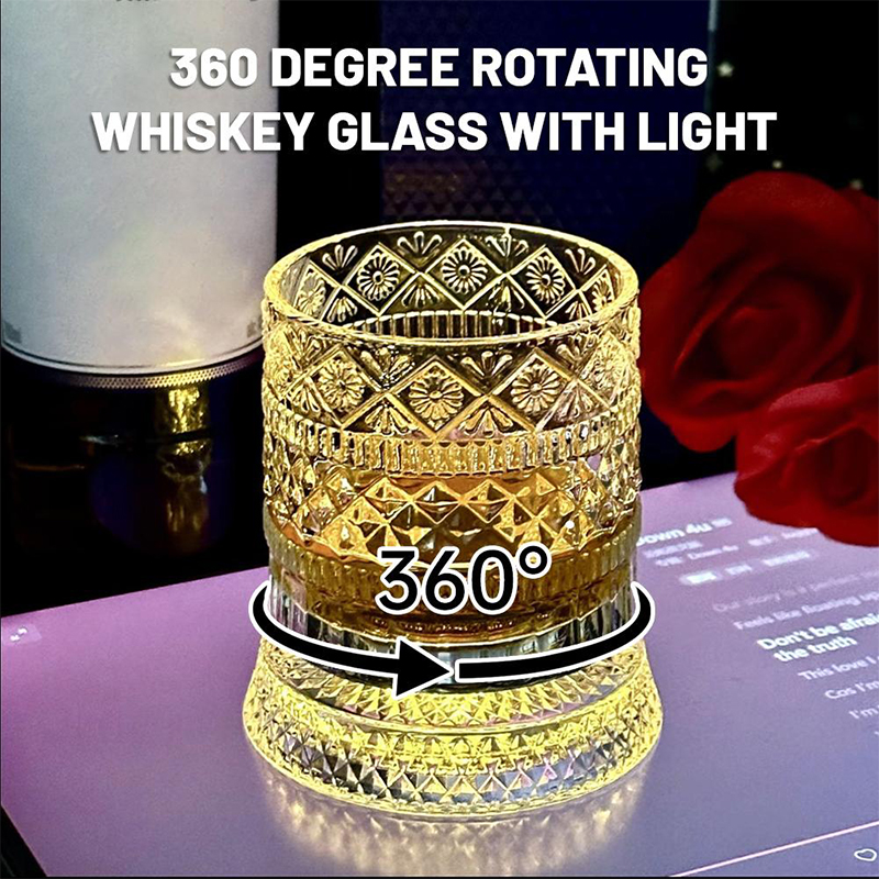 360° Rotating Whiskey Glass wi - Old Fashioned Glass reseña y precio