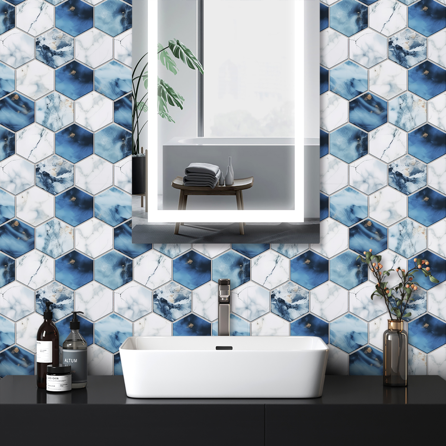 5 Styles Flat Hexagon Marble E - Home Bar Sink reseña y precio
