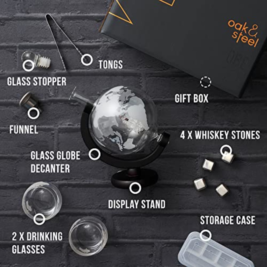 Oak Steel - 50 Oz Globe Whiske - Decanter Globe Set reseña y precio