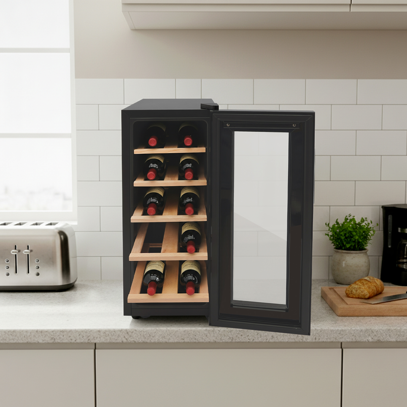 12 Bottle Wine Fridge, Freesta - Home Bar Shelves reseña y precio