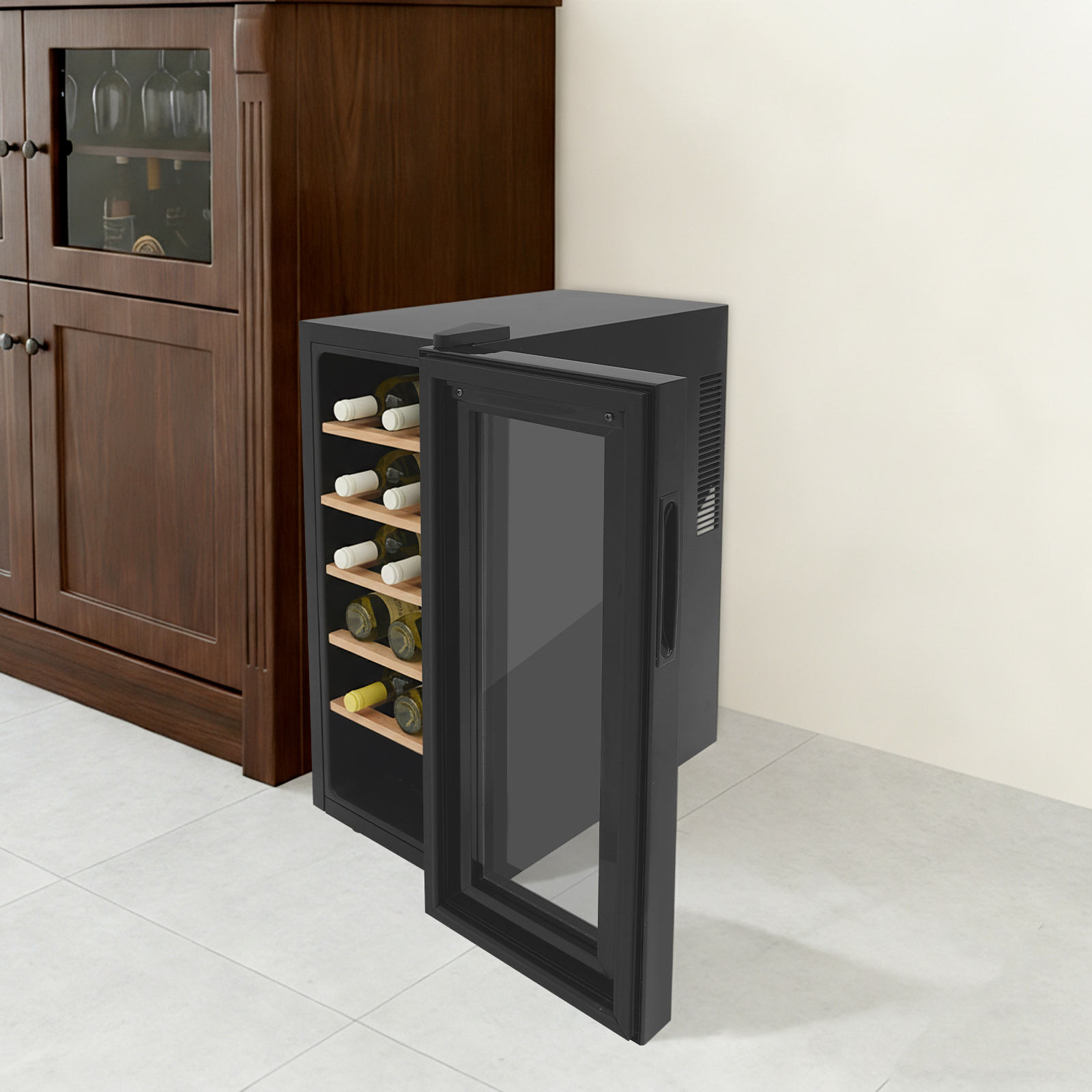12 Bottle Wine Fridge, Freesta - Home Bar Shelves reseña y precio
