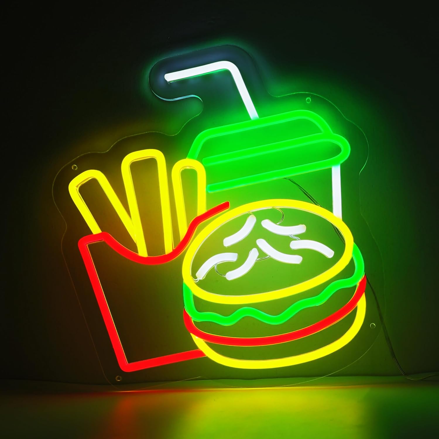 Burger Neon Sign French Fries  - Home Bar Signs reseña y precio