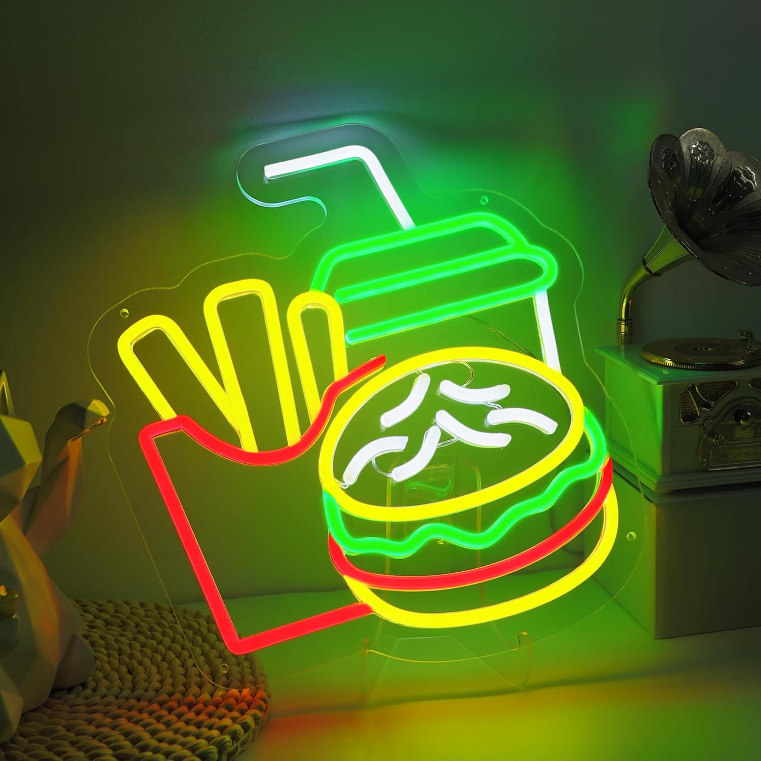 Burger Neon Sign French Fries  - Home Bar Signs reseña y precio