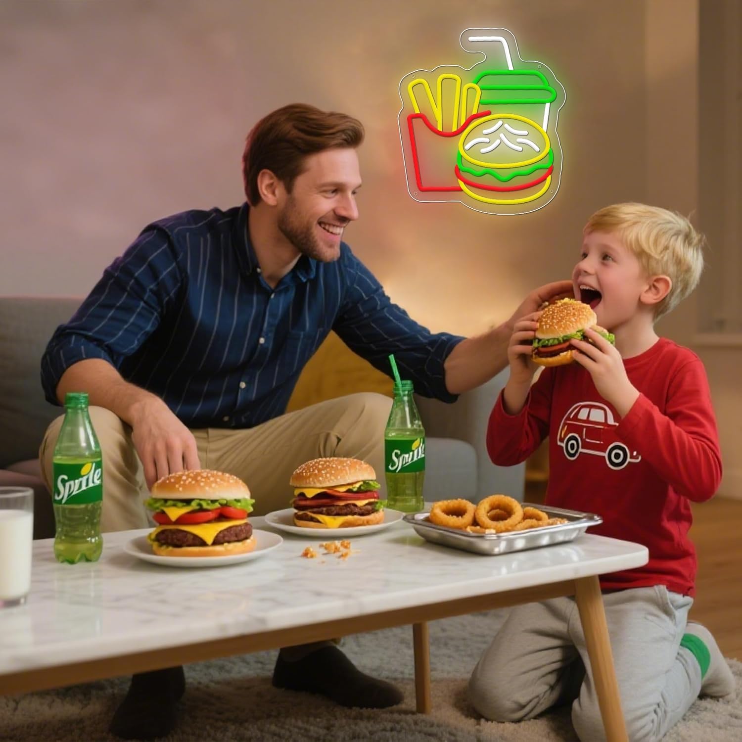 Burger Neon Sign French Fries  - Home Bar Signs reseña y precio
