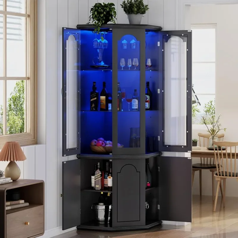 Gyfimoie Corner Bar Cabinet w/ - Home Bar Shelves reseña y precio