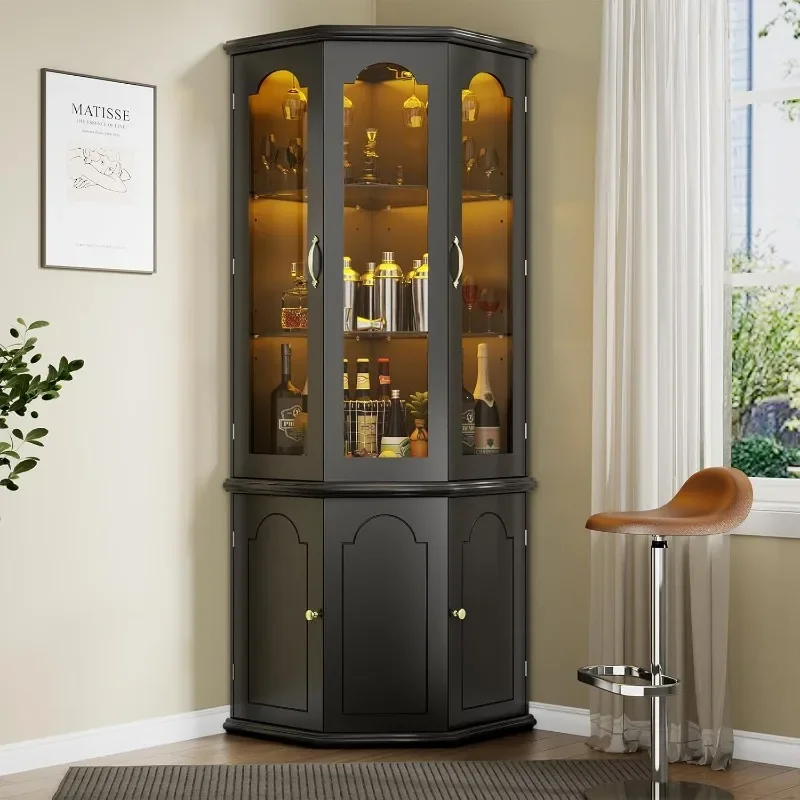Gyfimoie Corner Bar Cabinet w/ - Home Bar Shelves reseña y precio