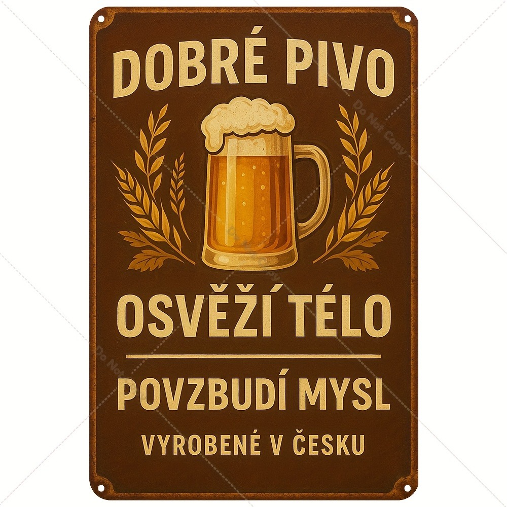 Vintage Czech Beer Metal Sign  - Home Bar Accessories reseña y precio
