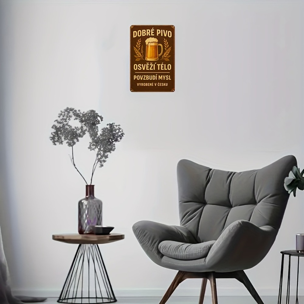 Vintage Czech Beer Metal Sign  - Home Bar Accessories reseña y precio