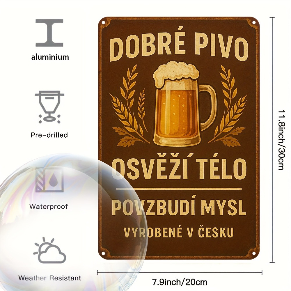 Vintage Czech Beer Metal Sign  - Home Bar Accessories reseña y precio