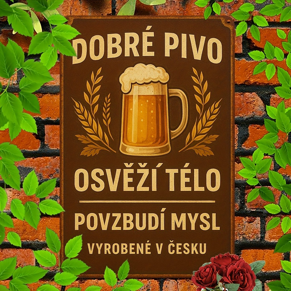 Vintage Czech Beer Metal Sign  - Home Bar Accessories reseña y precio