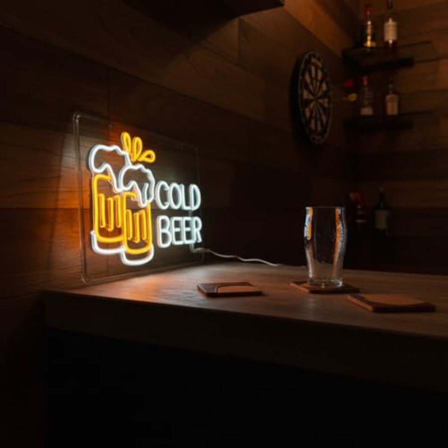 Cold Beer Neon Sign for Busine - Home Bar Signs reseña y precio
