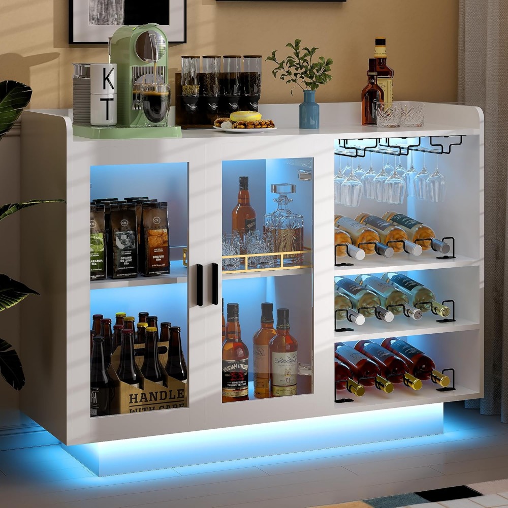 Wine Bar Cabinet with LED Ligh - Home Bar And Cabinet reseña y precio