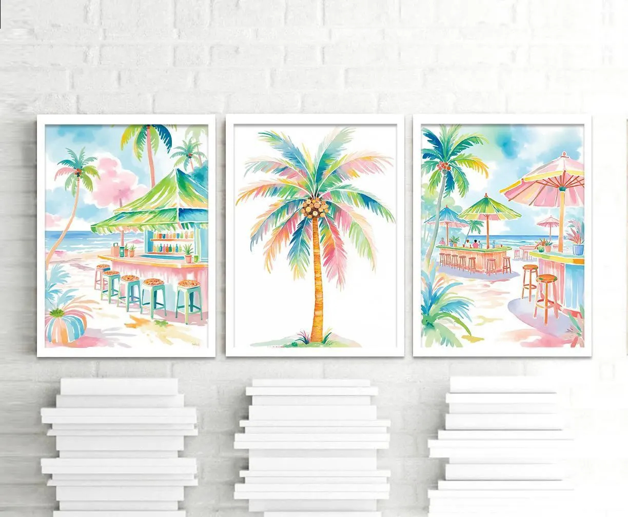 Boho Tropical Watercolor Wall  - Home Bar Set reseña y precio