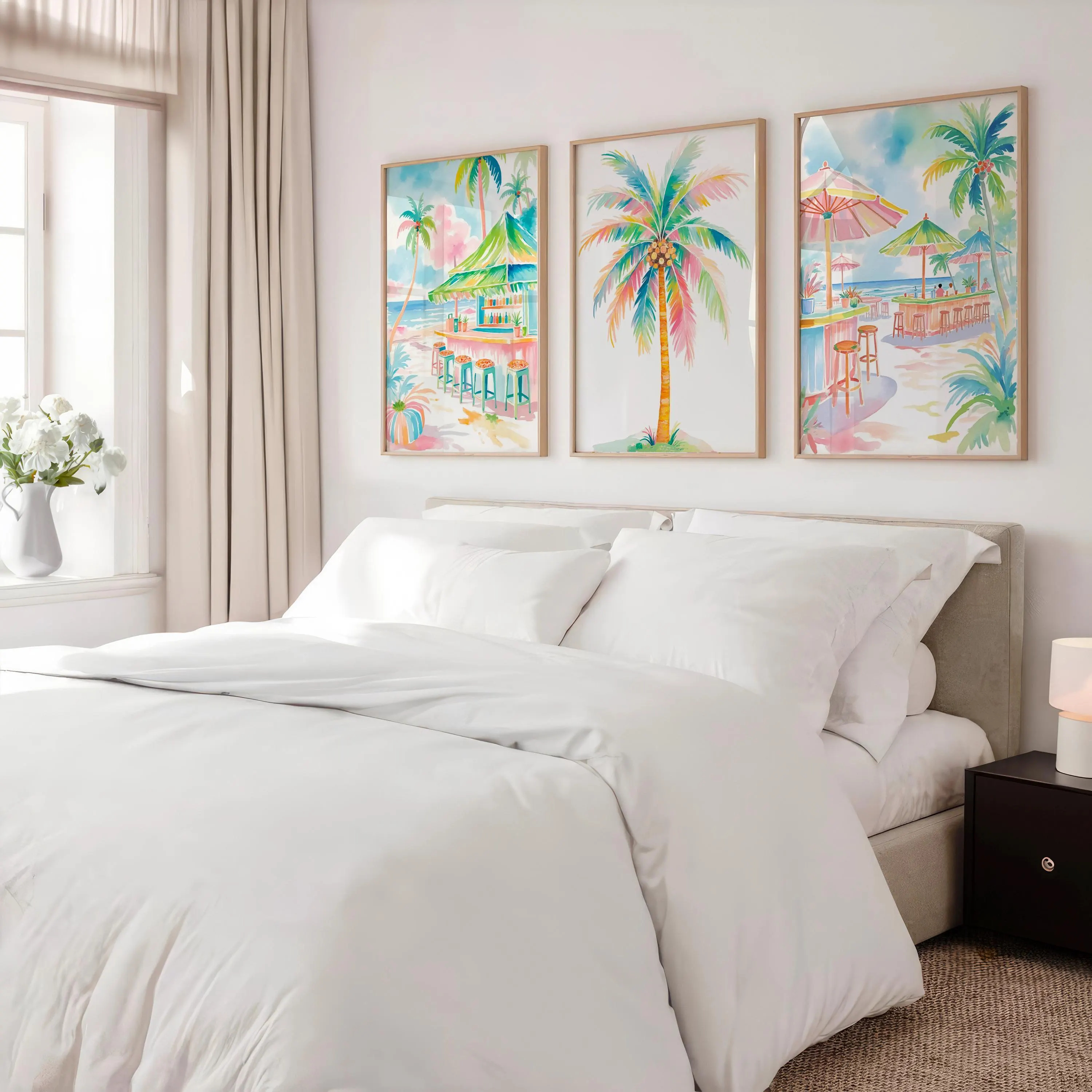 Boho Tropical Watercolor Wall  - Home Bar Set reseña y precio