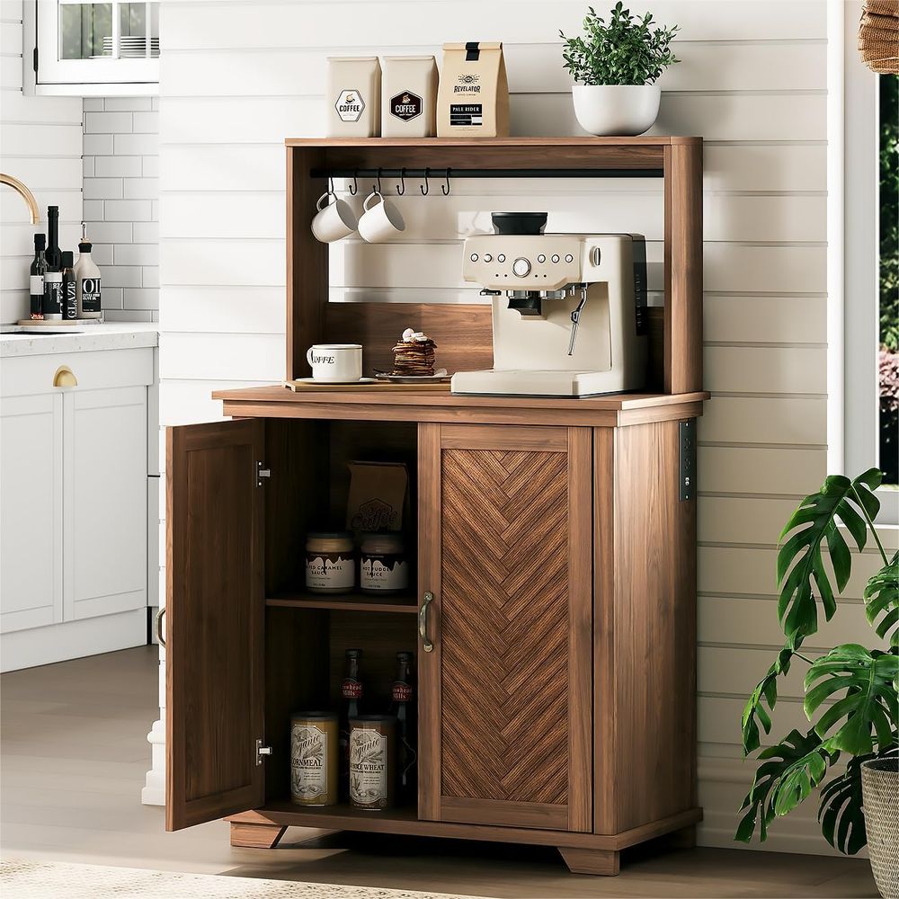Coffee Bar Cabinet with Storag - Home Bar Shelves reseña y precio