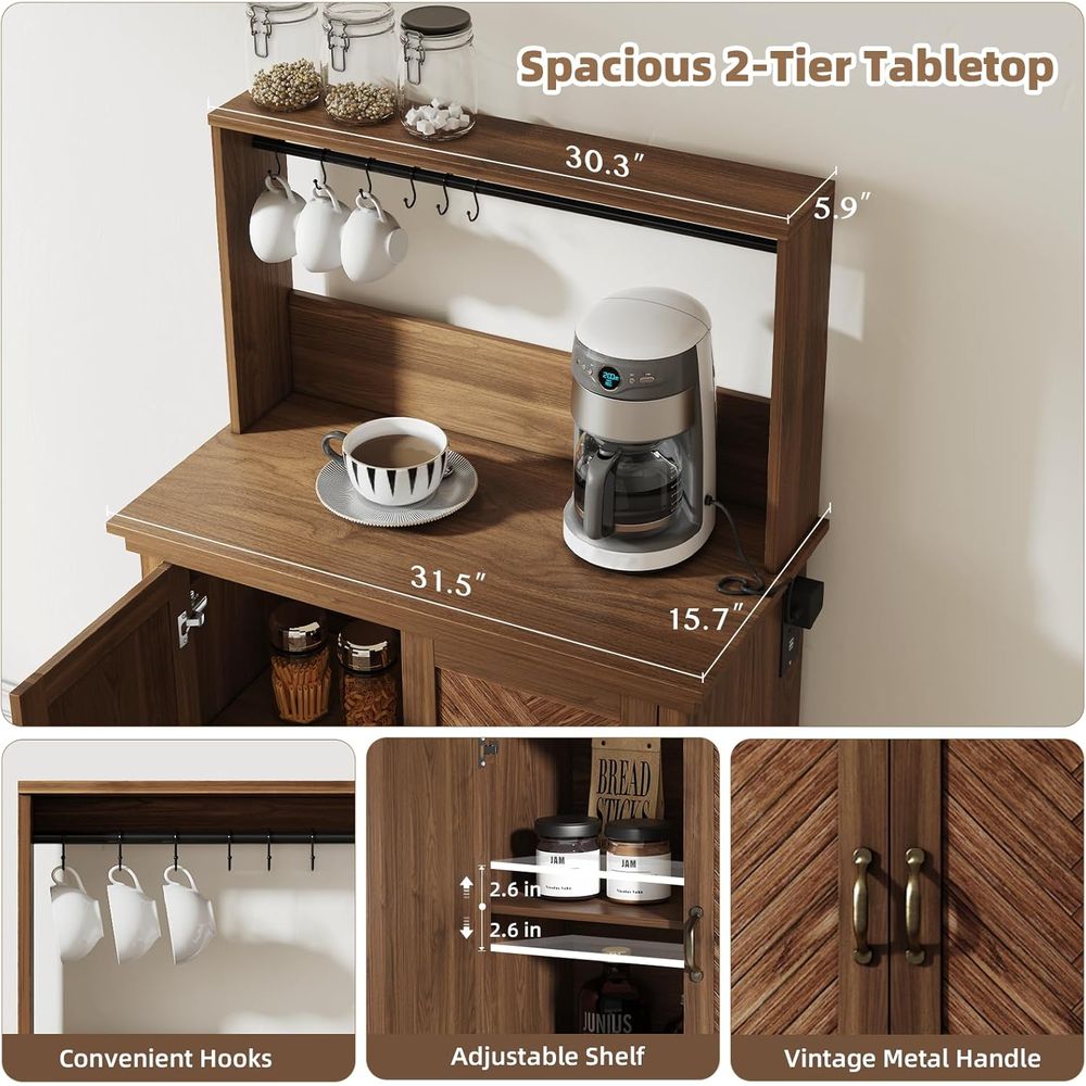 Coffee Bar Cabinet with Storag - Home Bar Shelves reseña y precio