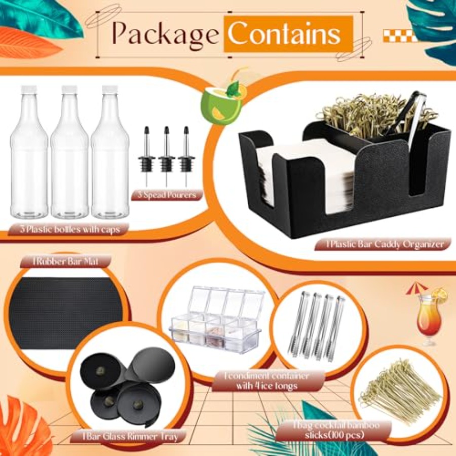 15 Pcs Bar Caddy Accessories 3 - Speed Pourer Cap reseña y precio