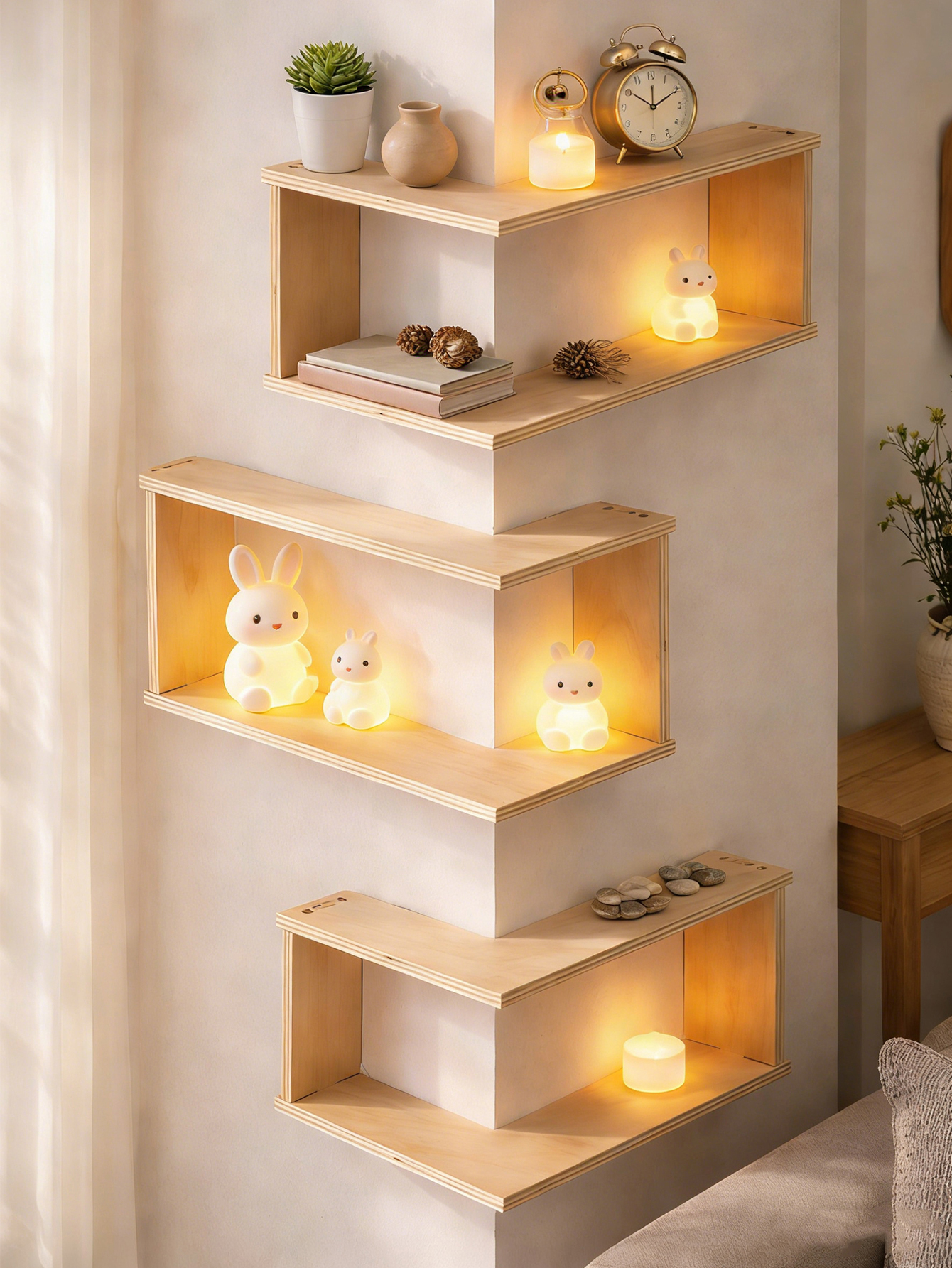 Corner Floating Wooden Shelves - Home Bar Shelves reseña y precio
