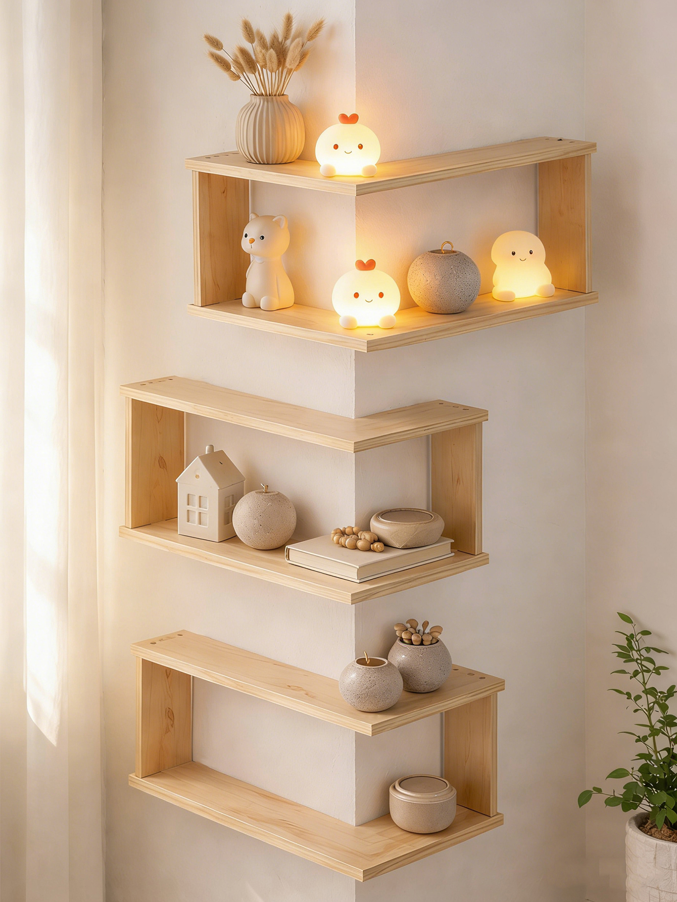 Corner Floating Wooden Shelves - Home Bar Shelves reseña y precio