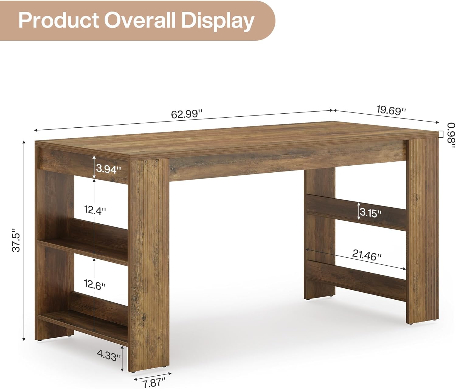 63-Inch Kitchen Island with St - Home Bar Shelves reseña y precio