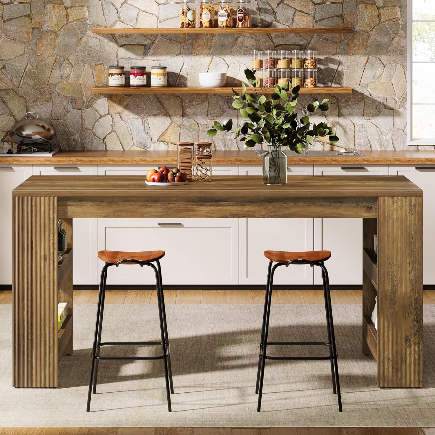 63-Inch Kitchen Island with St - Home Bar Shelves reseña y precio