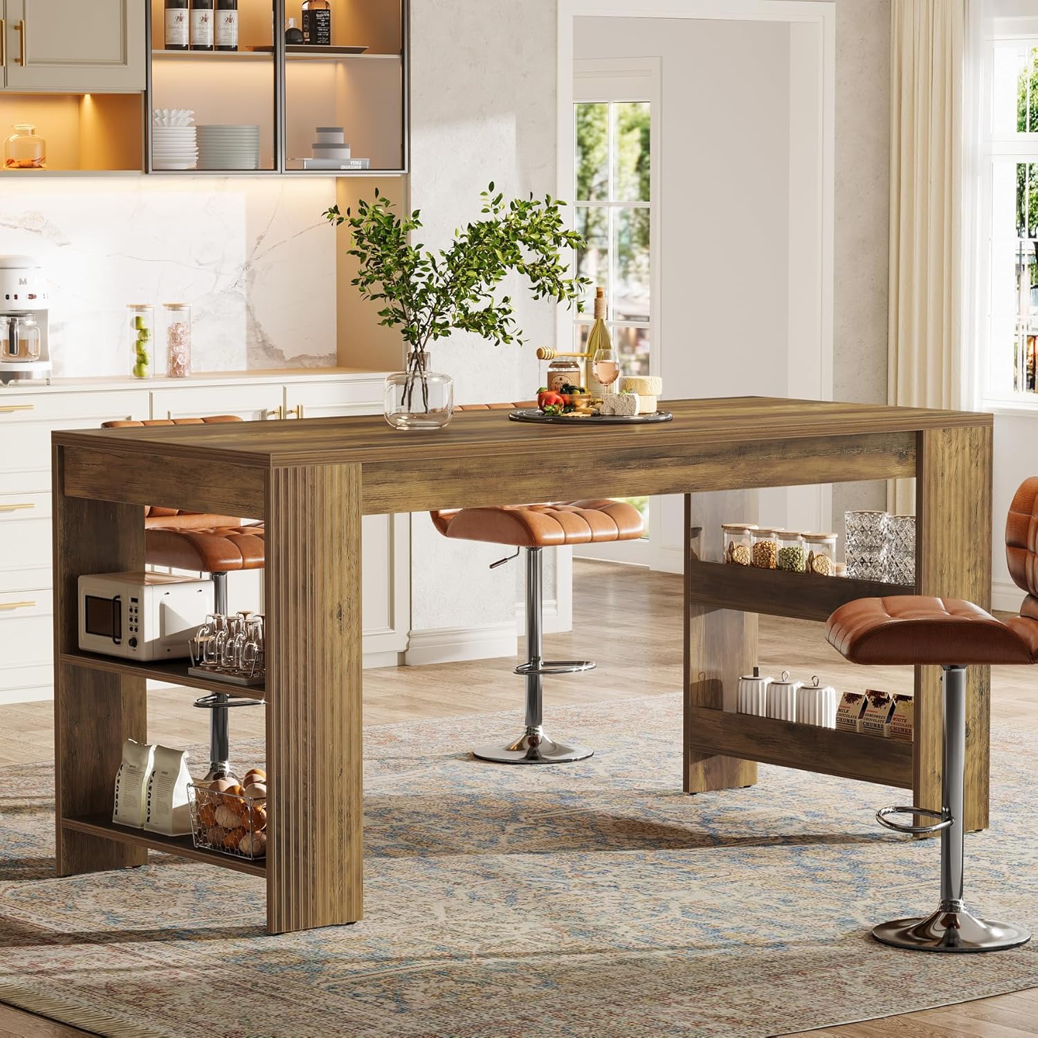 63-Inch Kitchen Island with St - Home Bar Shelves reseña y precio