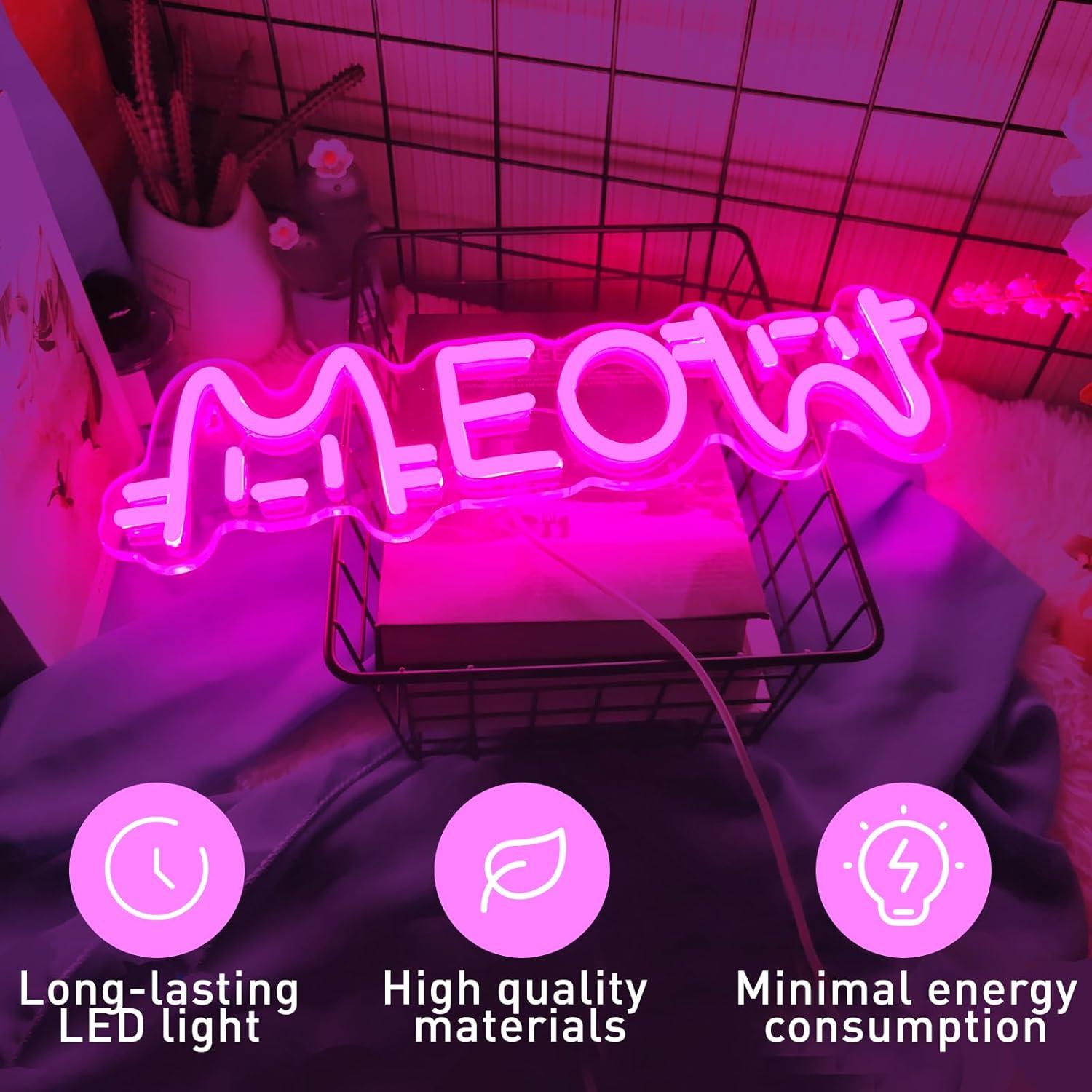 Meow Neon Sign Cat USB Powered - Home Bar Signs reseña y precio