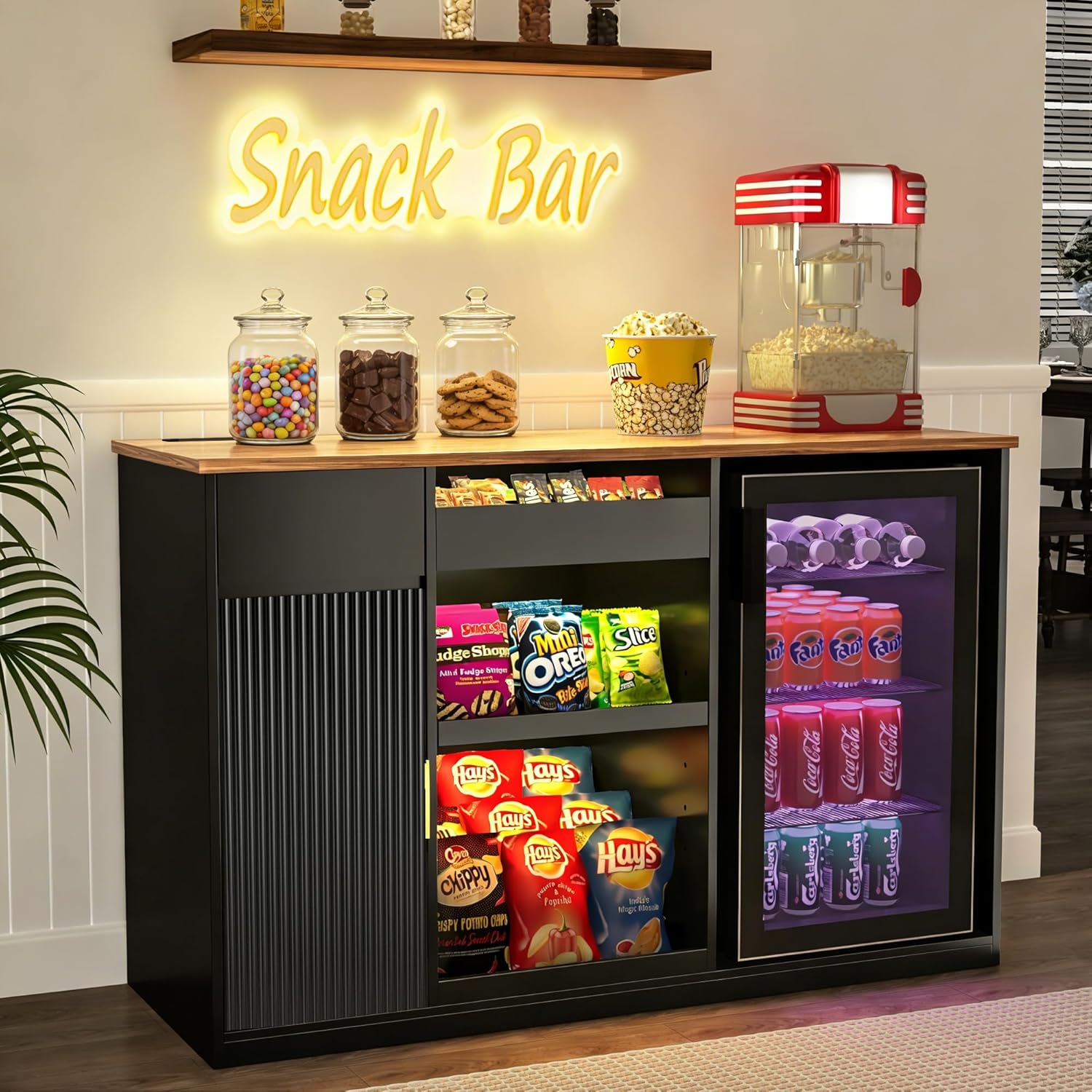 Snack Bar Cabinet with Fridge  - Home Bar Shelves reseña y precio