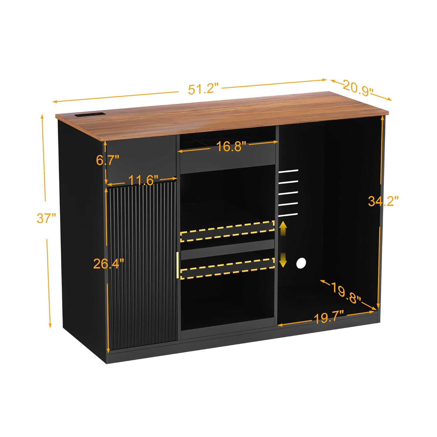 Snack Bar Cabinet with Fridge  - Home Bar Shelves reseña y precio