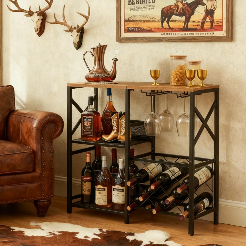 Rustic Freestanding Wine Rack  - Home Bar Shelves reseña y precio