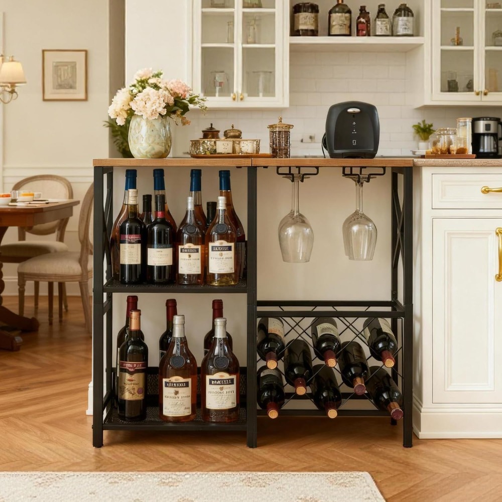 Rustic Freestanding Wine Rack  - Home Bar Shelves reseña y precio