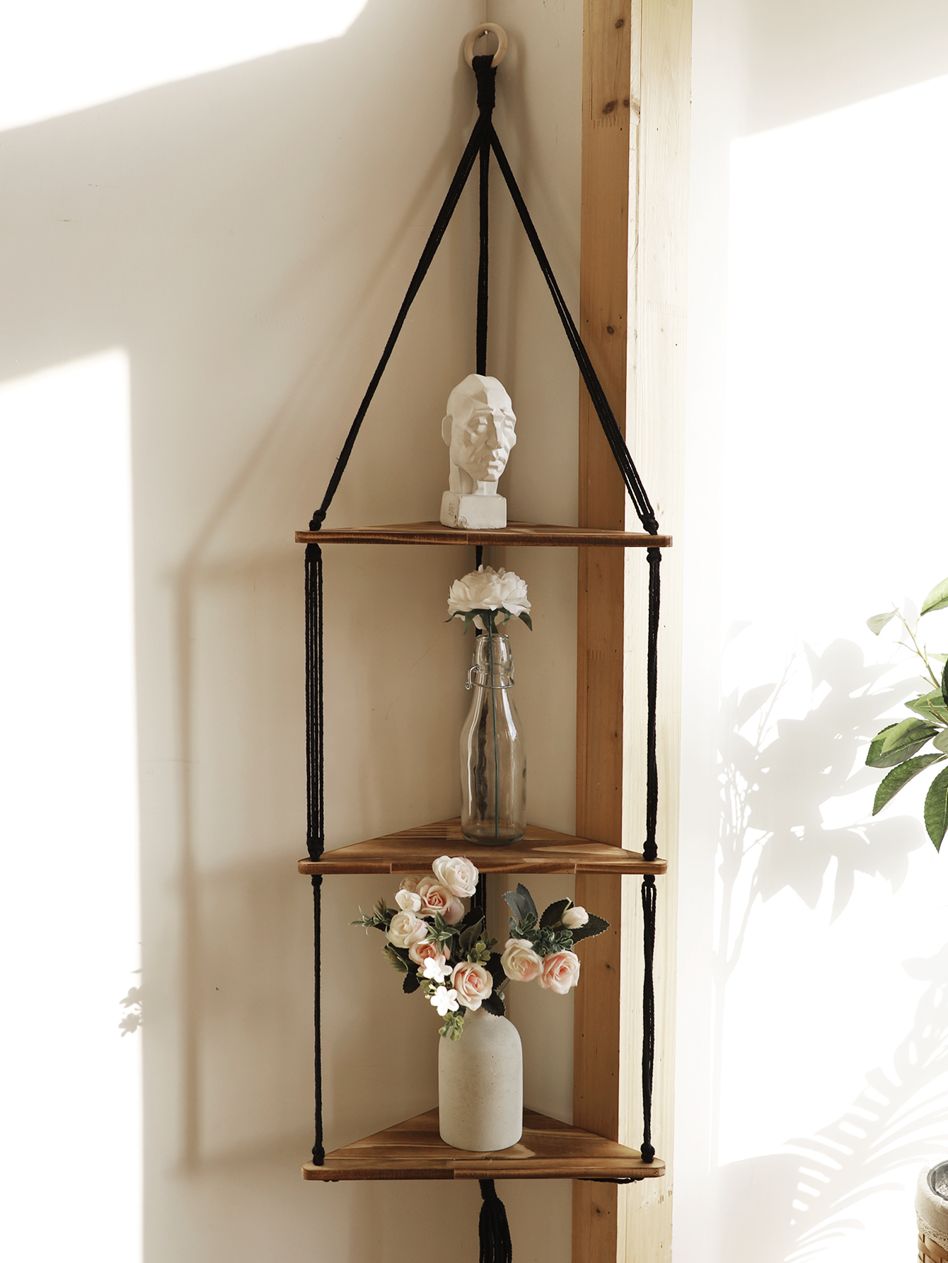 Wooden Corner Shelf Wall Decor - Home Bar Shelves reseña y precio