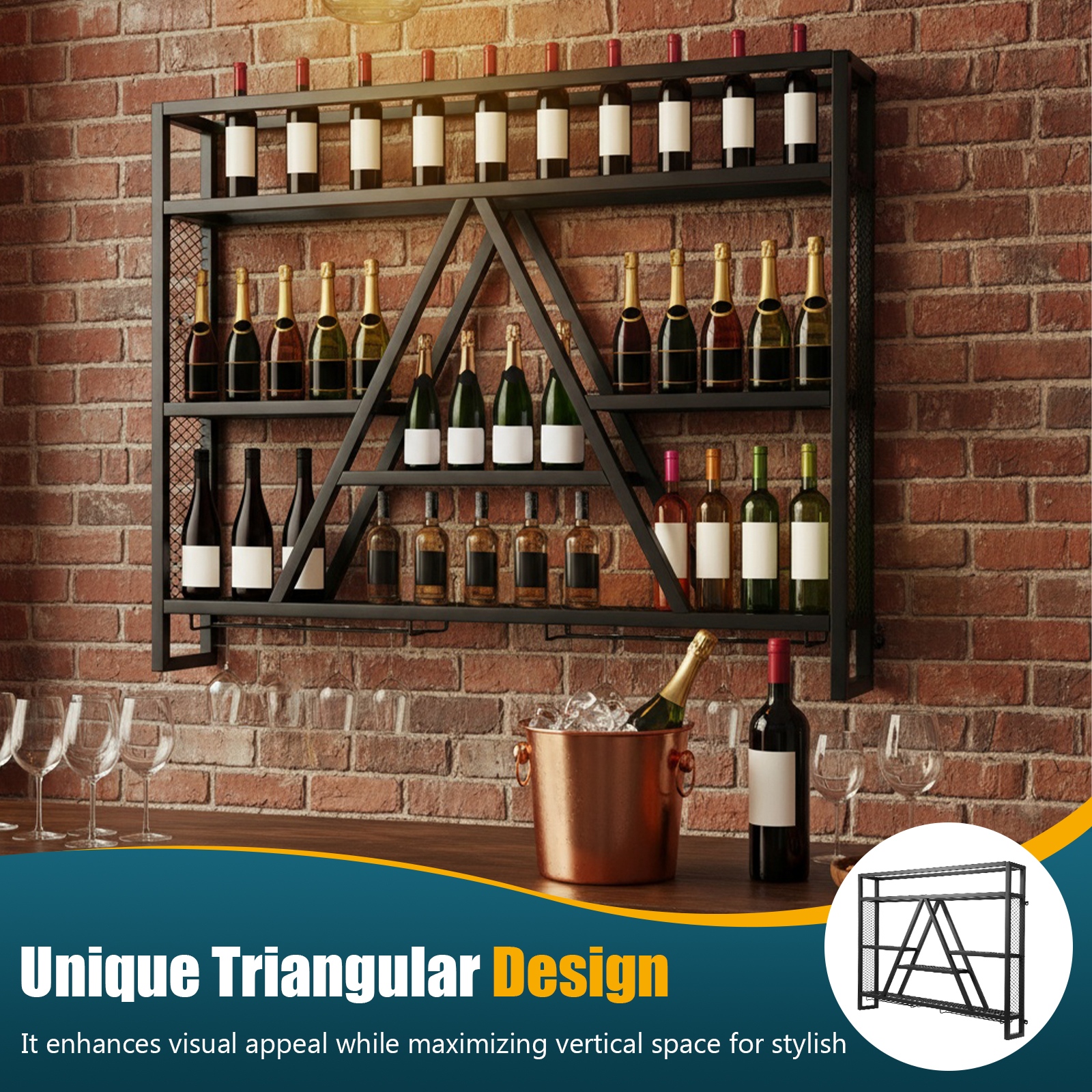 Metal Bottle & Glass Holder Mu - Home Bar Shelves reseña y precio