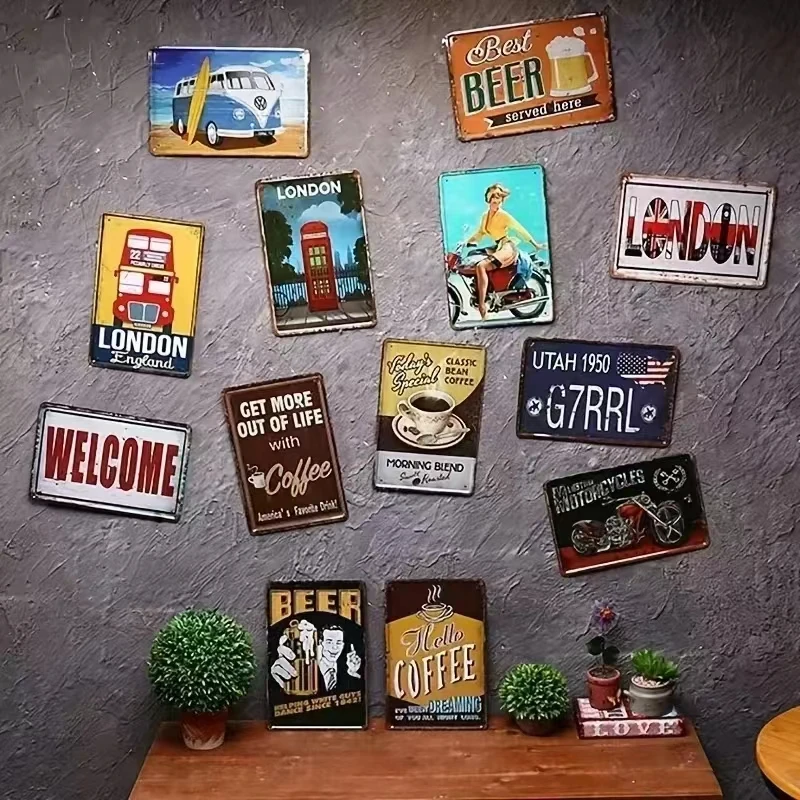 Vintage Iron Wall Sign Flat Me - Home Bar Word reseña y precio