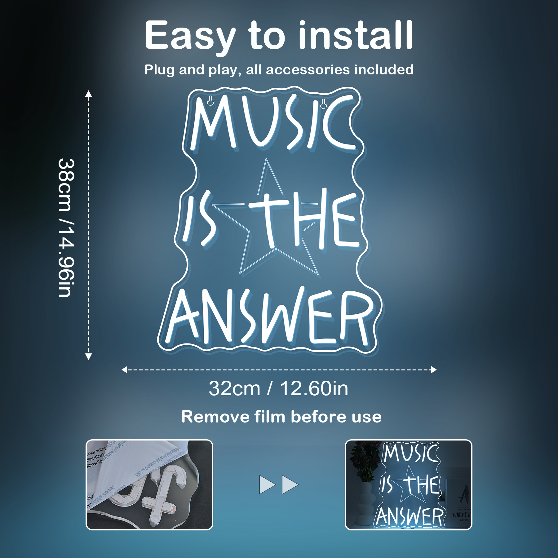 Music Is The Answer Neon Sign  - Home Bar Word reseña y precio