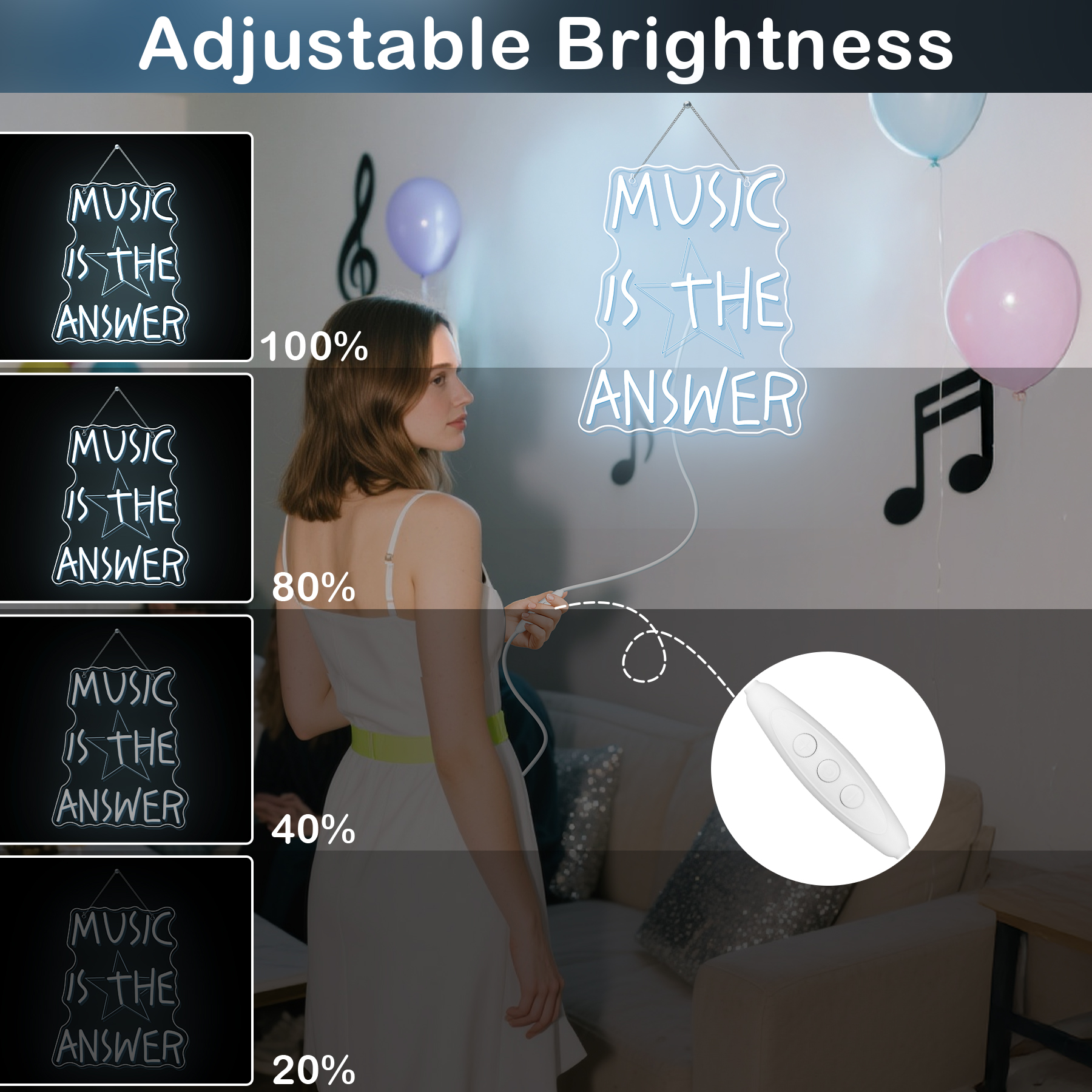 Music Is The Answer Neon Sign  - Home Bar Word reseña y precio